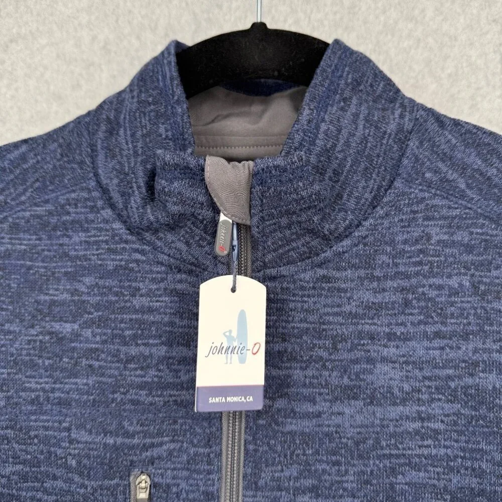 Johnnie O Mens Tahoe Full Zip Vest Size M Admiral Blue Knit Mock Neck NEW FLAW